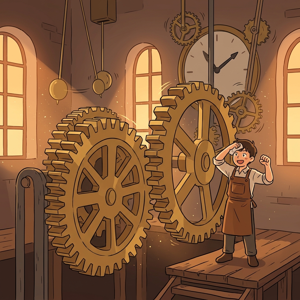 The gears interlock perfectly, powering the entire clock tower.