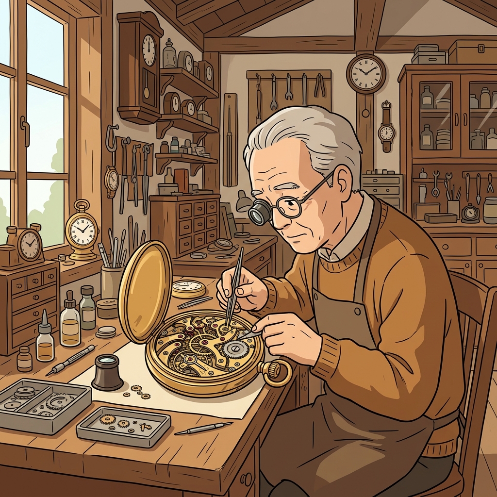The watchmaker repaired an intricate clock mechanism with steady hands.