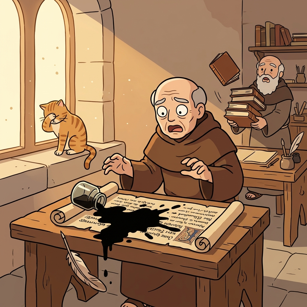 One careless spill made the ancient scroll's damage irreversible.