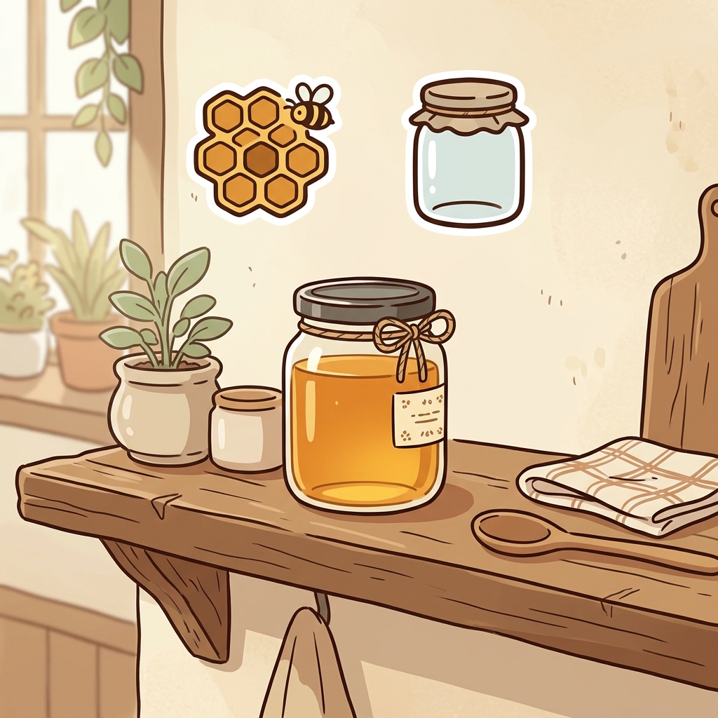 The honey stayed fresh inside the sealed jar. (Honey + Jar → Store it in a jar.)
