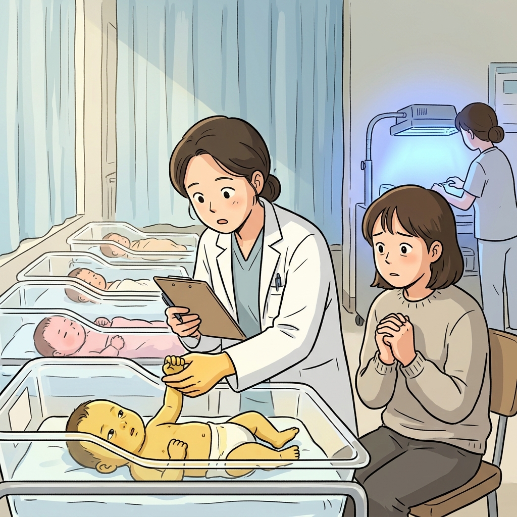 The doctor spotted jaundice immediately when he saw the baby's yellow skin.