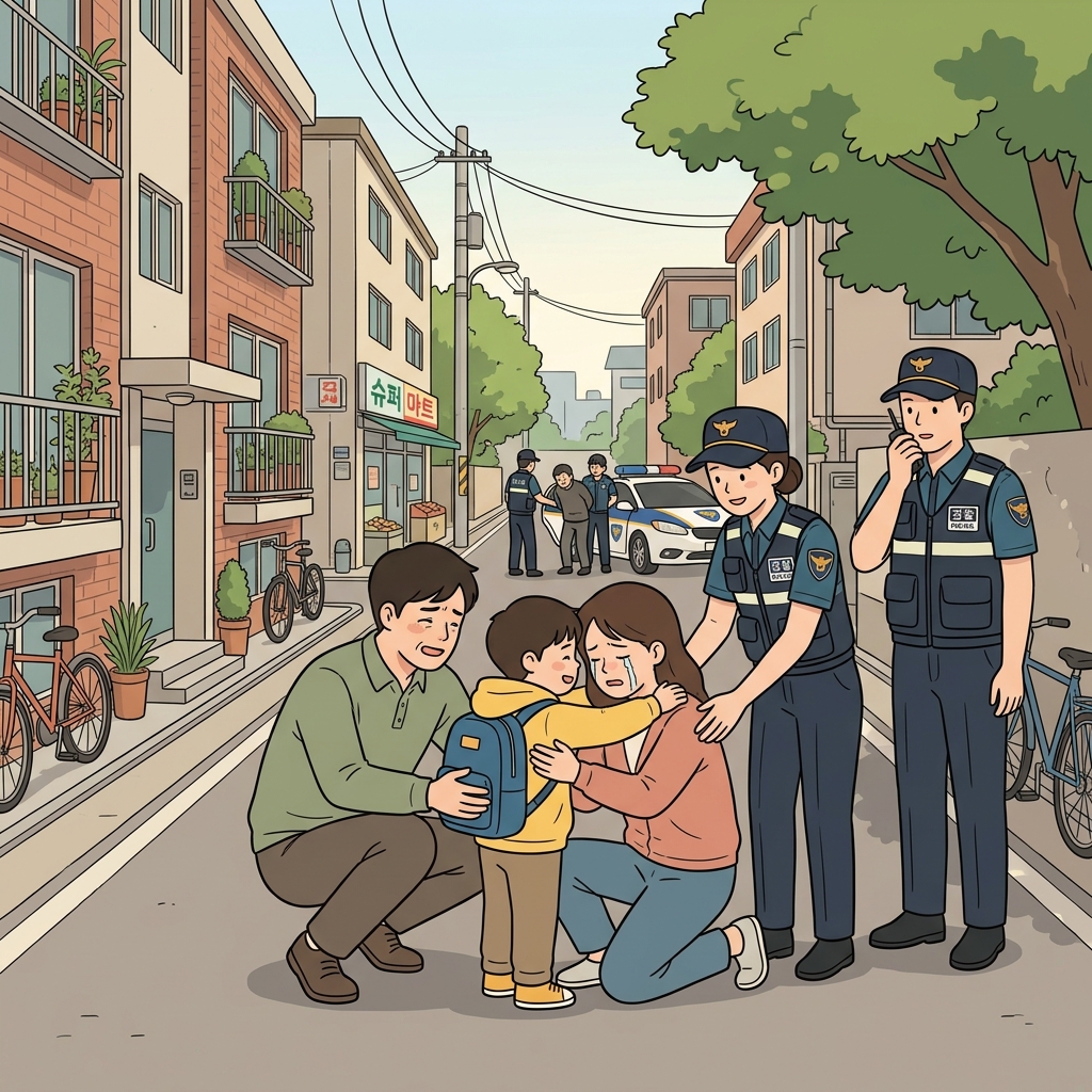 경찰은 납치범들에게 납치된 아이를 무사히 구출했다.