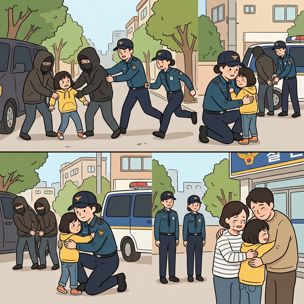 경찰은 납치를 막고 아이를 구출한 뒤 가족을 다시 만나게 했다.