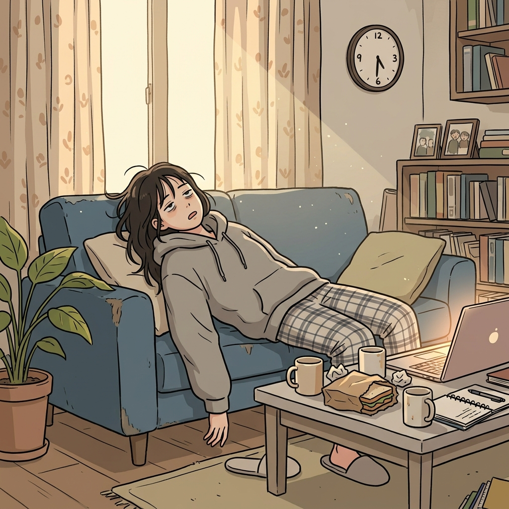 After three sleepless nights, her lassitude weighed heavier than any blanket.