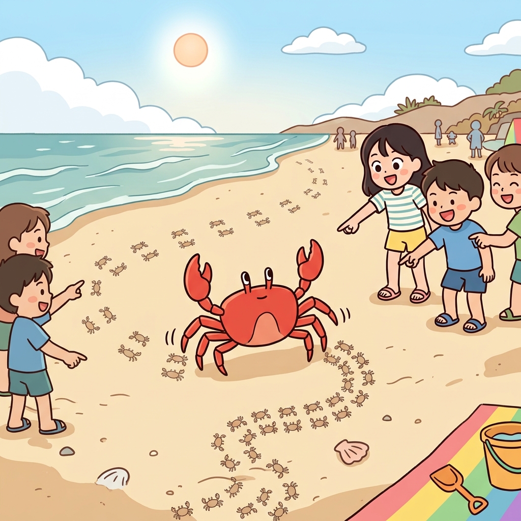 The crab moved sideways with quick lateral steps.