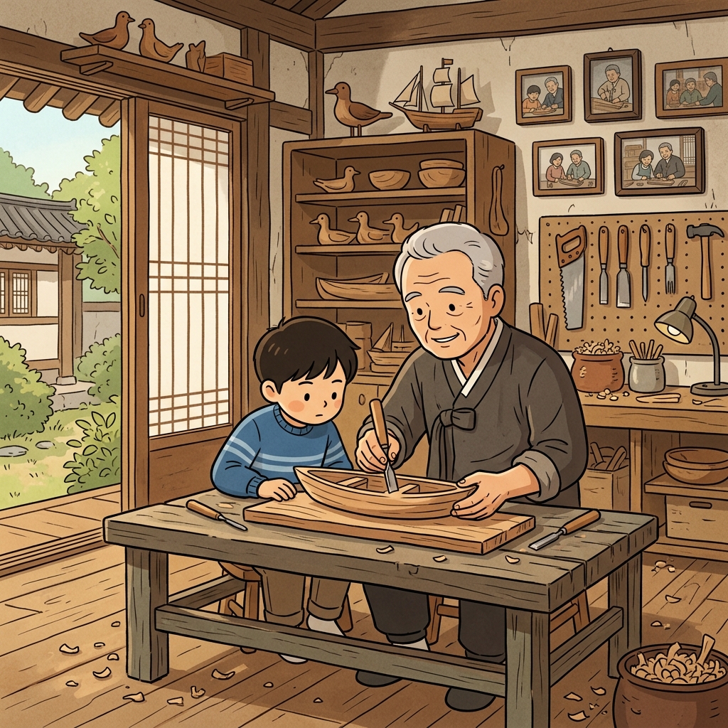 Grandfather passing down family heirloom