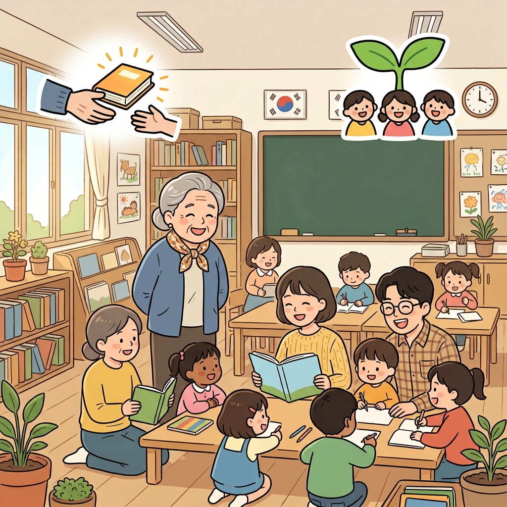 Her legacy continued through the students she taught. (👴 Pass Down + 🌱 Next Generation → Legacy)