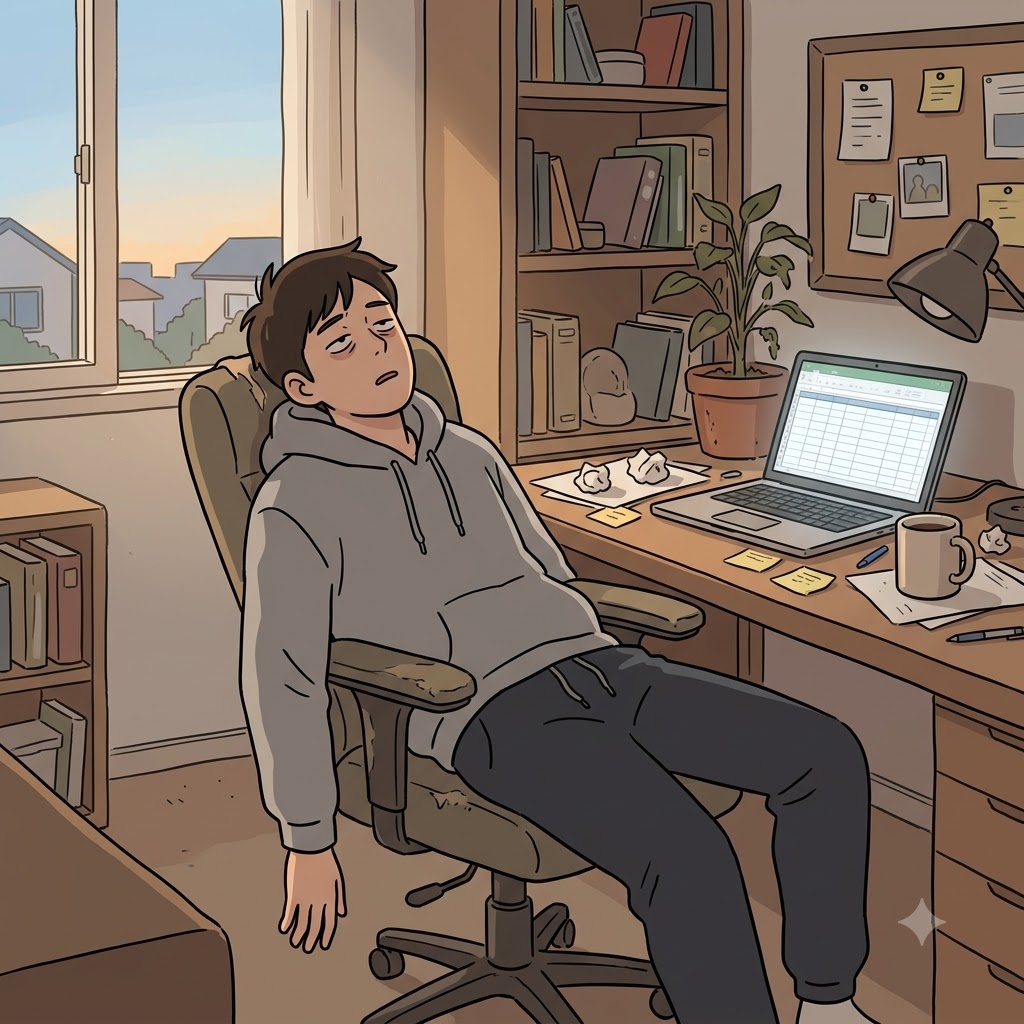 After working all night, he felt lethargic and could barely get out of bed.