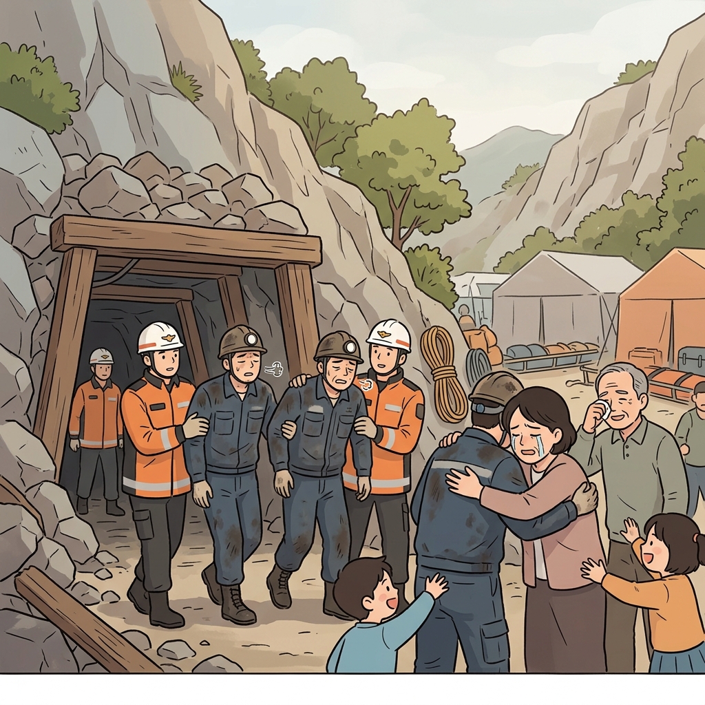 The rescuers liberated the trapped miners after two days.