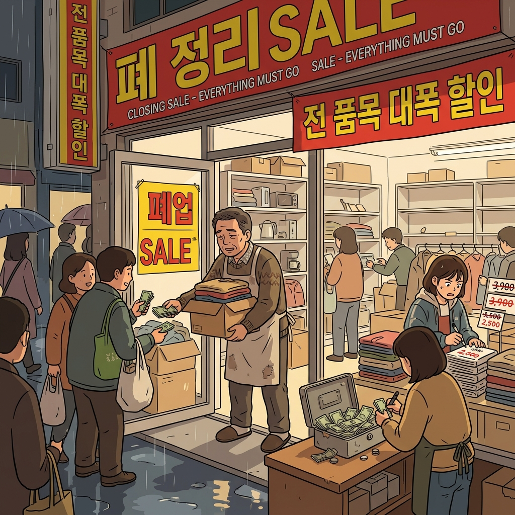 The bankrupt shop had to liquidate all its inventory in one final sale.