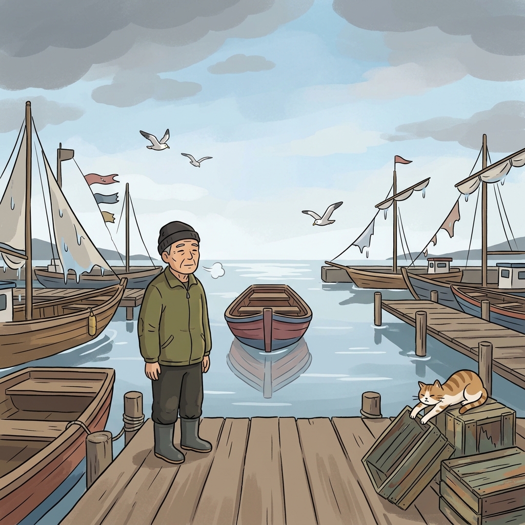 A gentle lull settled over the harbor after the fierce morning storm.