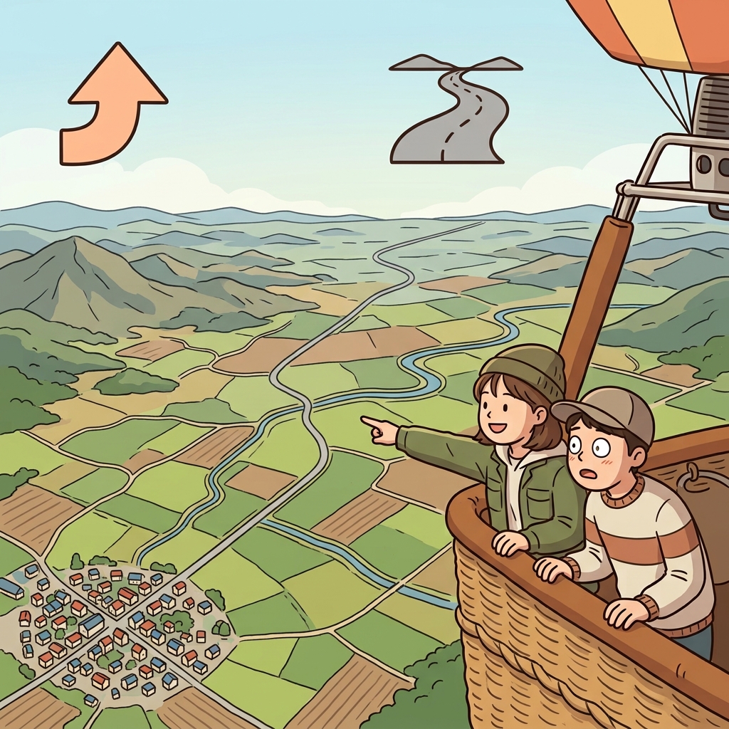 맥은 전체 도로를 본다 — 그것이 거시적 관점이다.