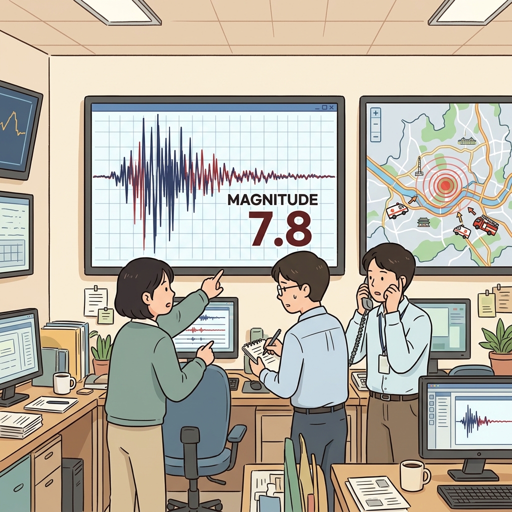 The earthquake reached a magnitude of 7.8.