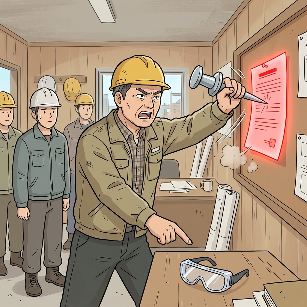 Wearing safety goggles was mandatory at the construction site.