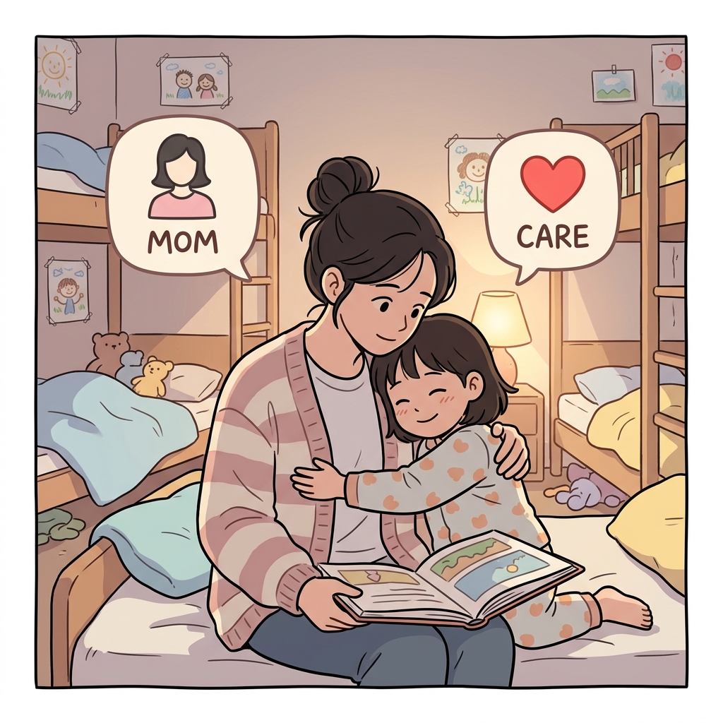 Her maternal love helped the orphan feel at home.