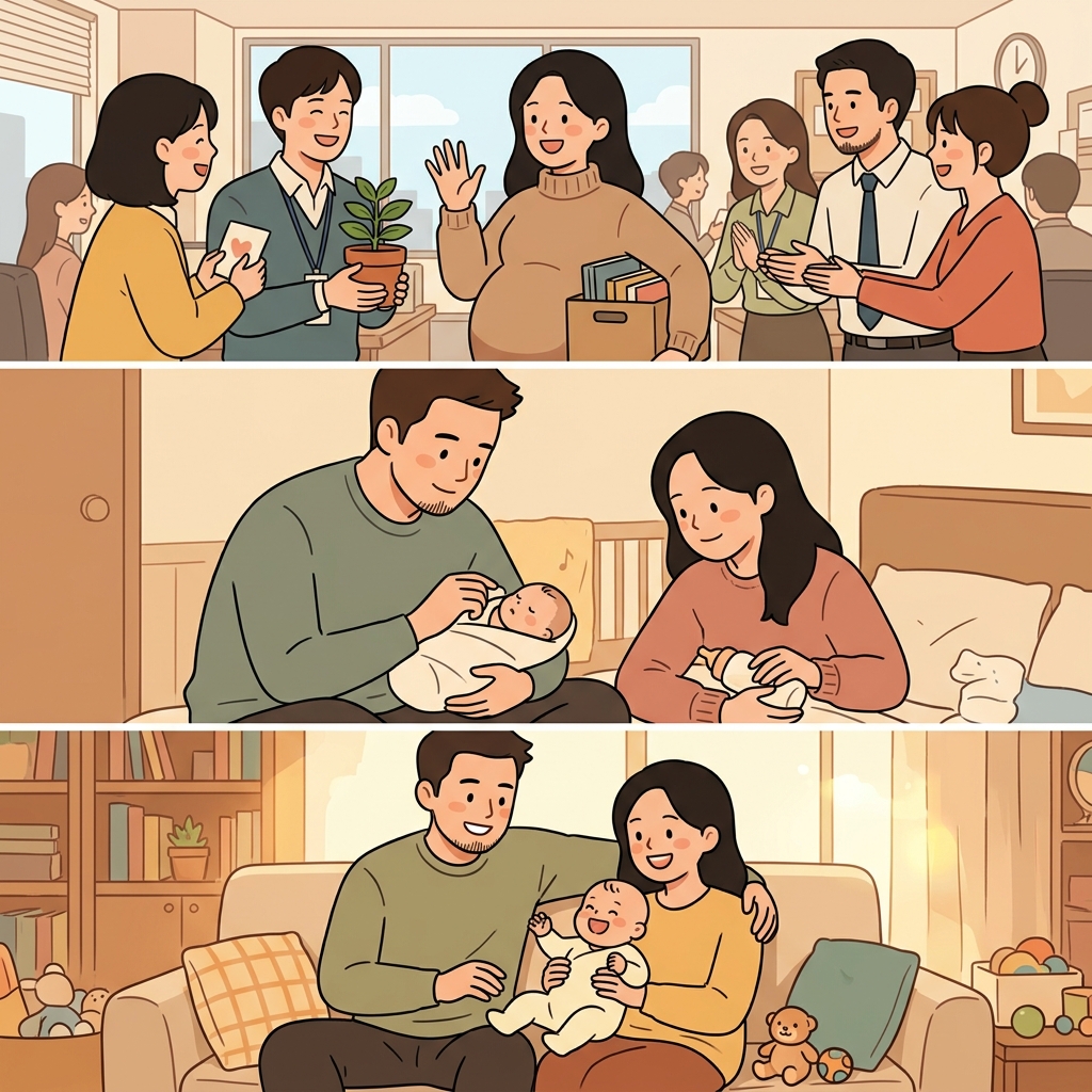 출산휴가와 배우자 출산휴가 덕분에 가족은 갓 태어난 아기와 소중한 시간을 보냈다.