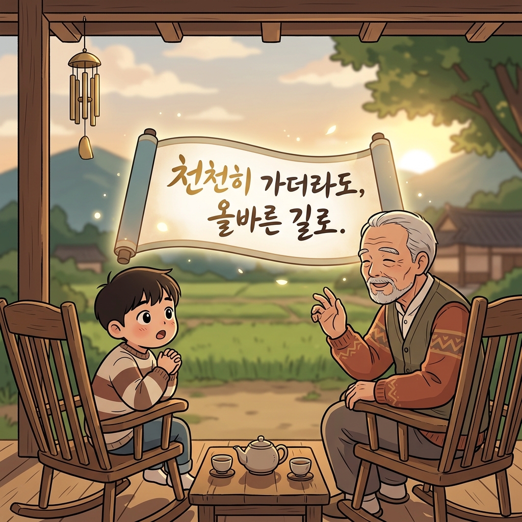 Grandfather shares his favorite maxim: 'Slow and steady wins the race.'