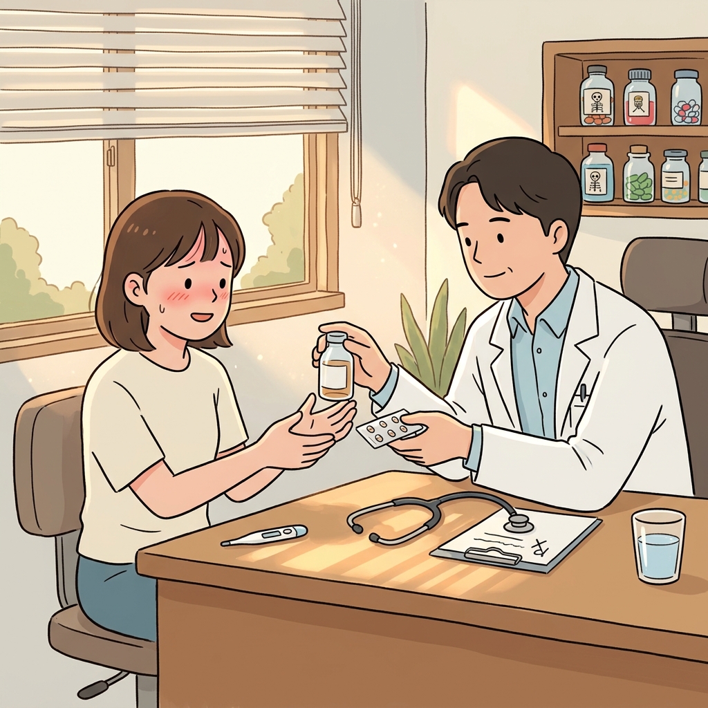 The doctor gave her medicine to bring down the fever.