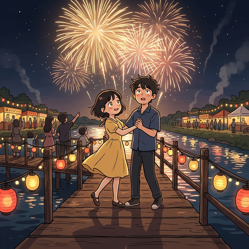 Their first dance under fireworks became a truly memorable night.