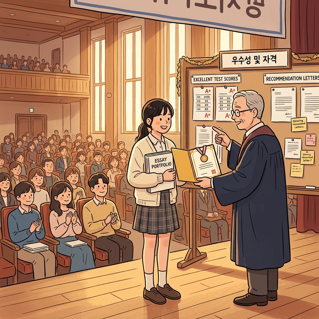 그녀는 뛰어난 실력을 인정받아 장학금을 받았다.