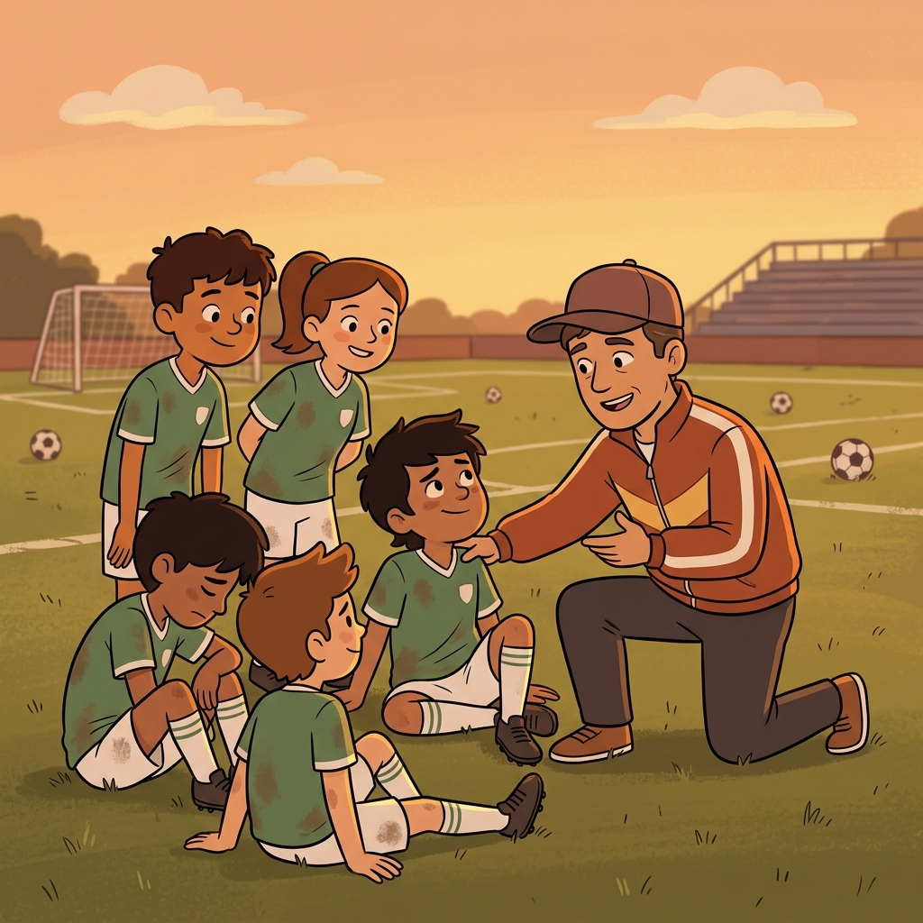 The coach motivated the team to keep practicing after a difficult loss.