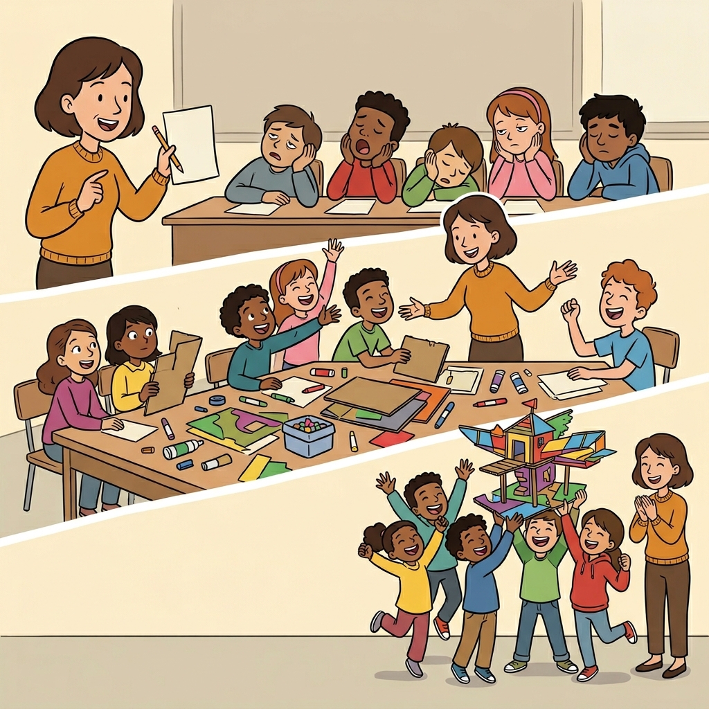 The teacher motivated the students, activated their curiosity, and celebrated their success.
