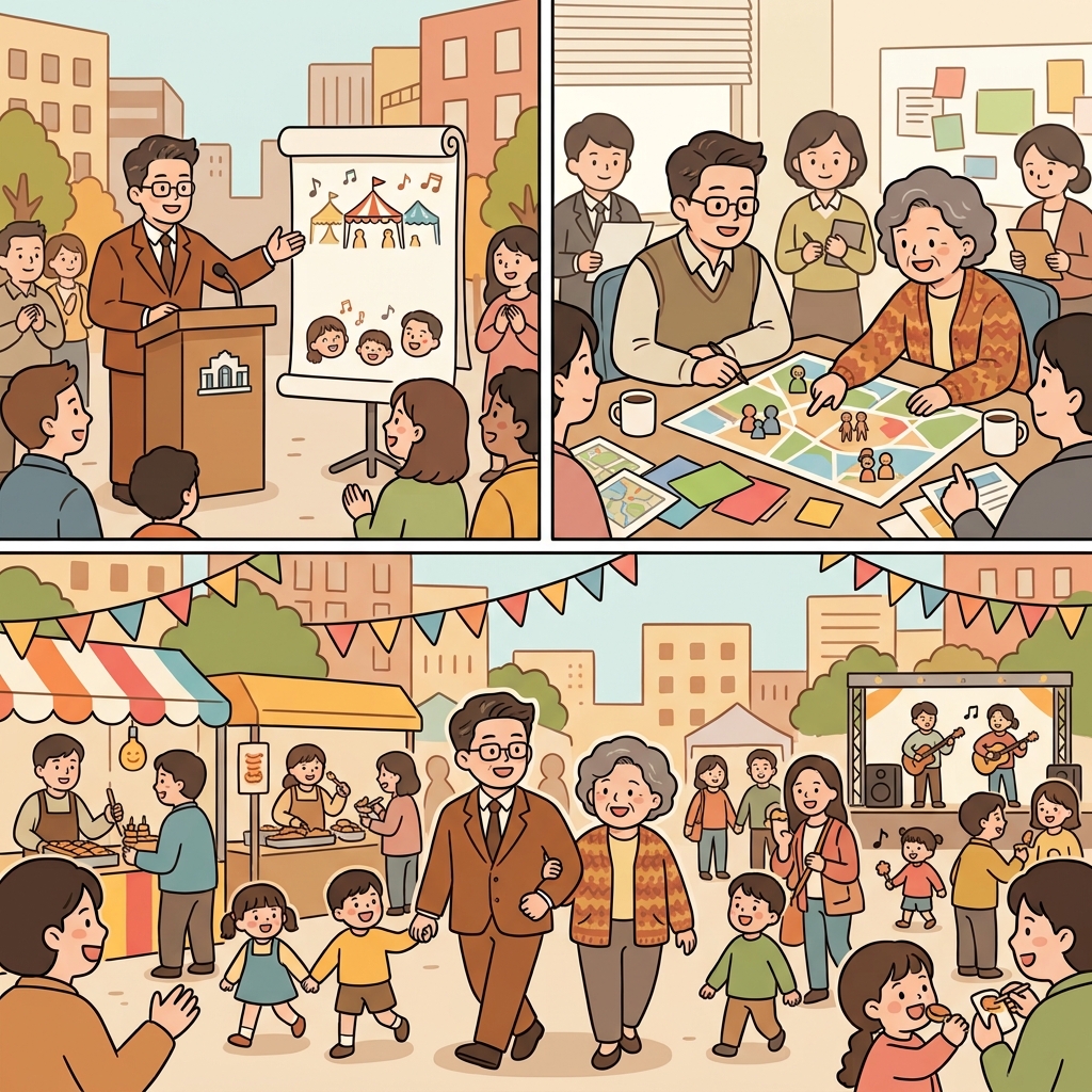 The municipal office and the principal organized a successful festival.