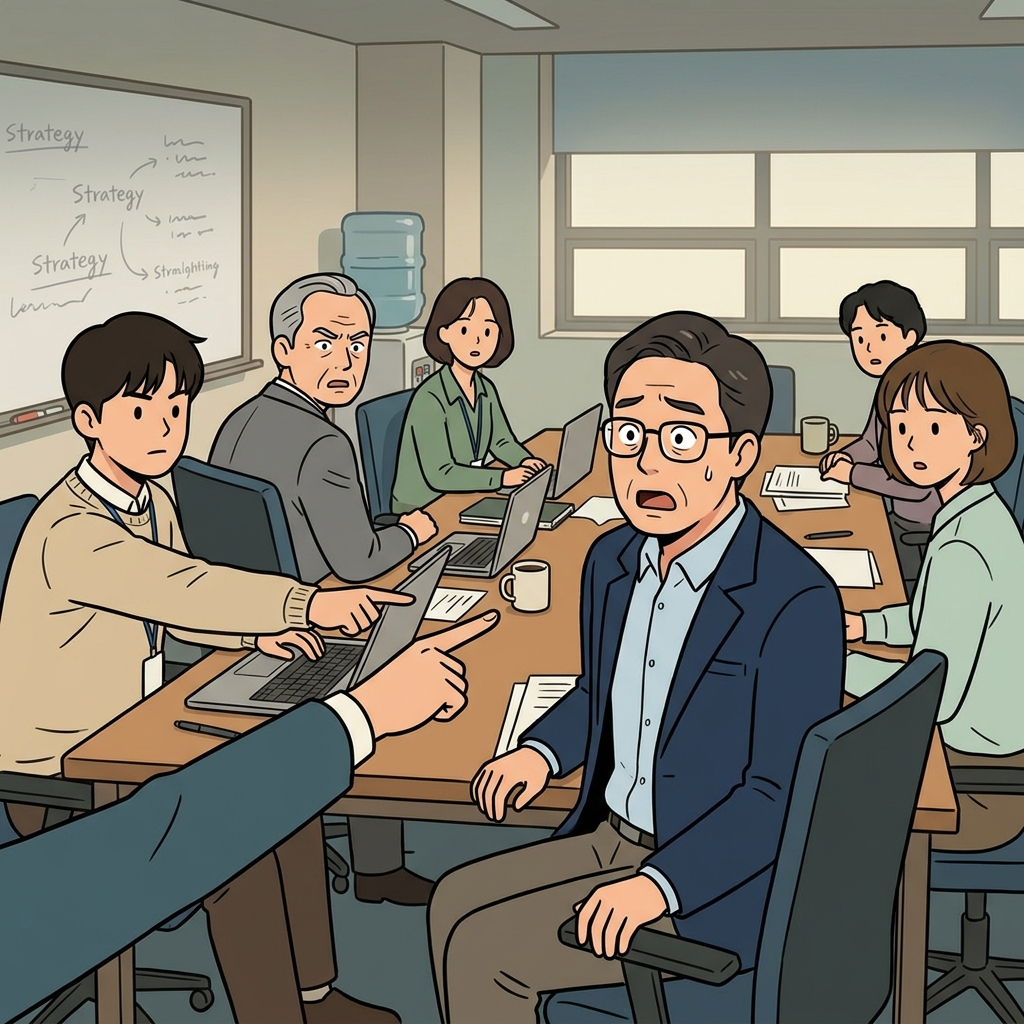 그는 그 실수의 책임을 단 한 사람, 즉 모든 경고를 무시한 관리자에게 돌렸다. (네임리 → “이름(name)을 딱 집어서 말하는 느낌”)