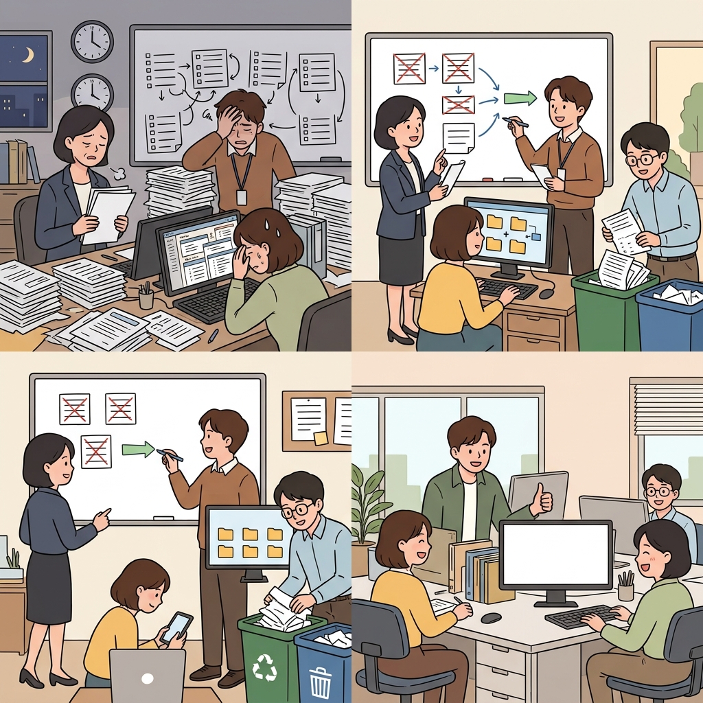 그들은 불필요한 일을 없애고 과정을 단순화하여 효율을 높였다.