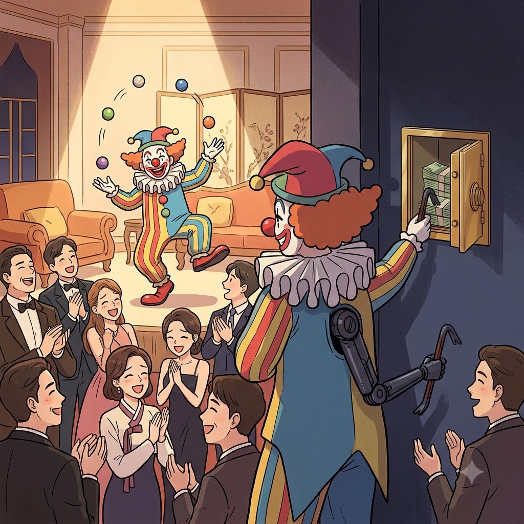 The clown's juggling trick was absolutely hilarious, completely distracting the crowd from his nefarious plan to steal the gold.
