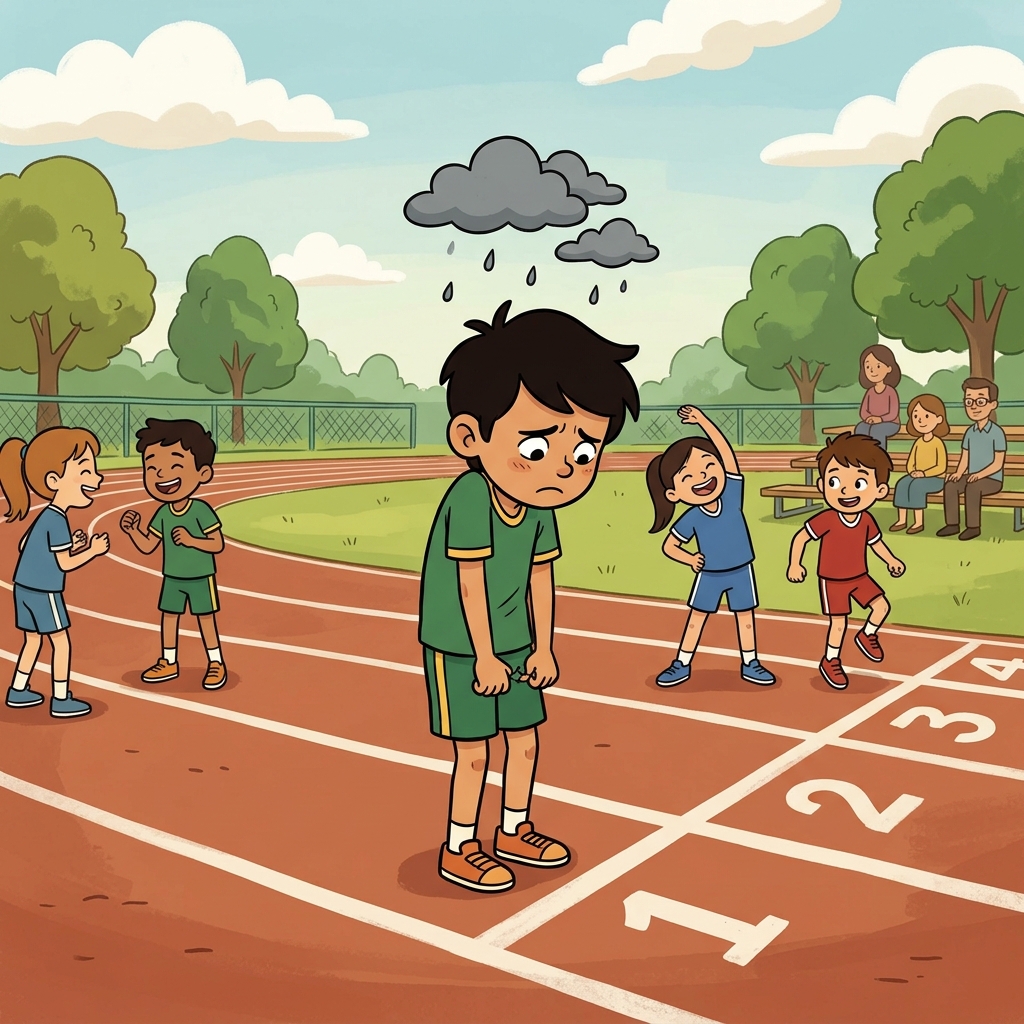 The boy had a negative attitude and thought he would fail before the race even started.