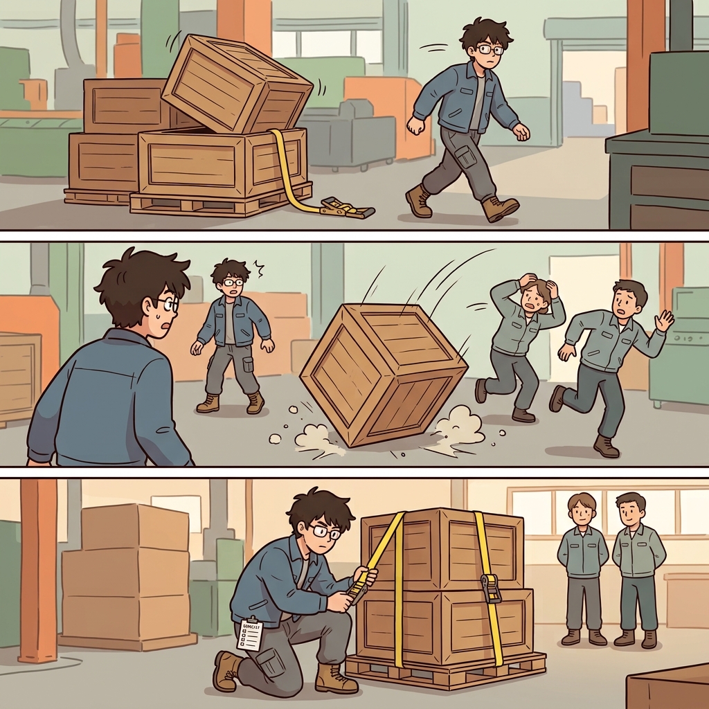 The worker's negligence caused an accident and taught everyone an important consequence.