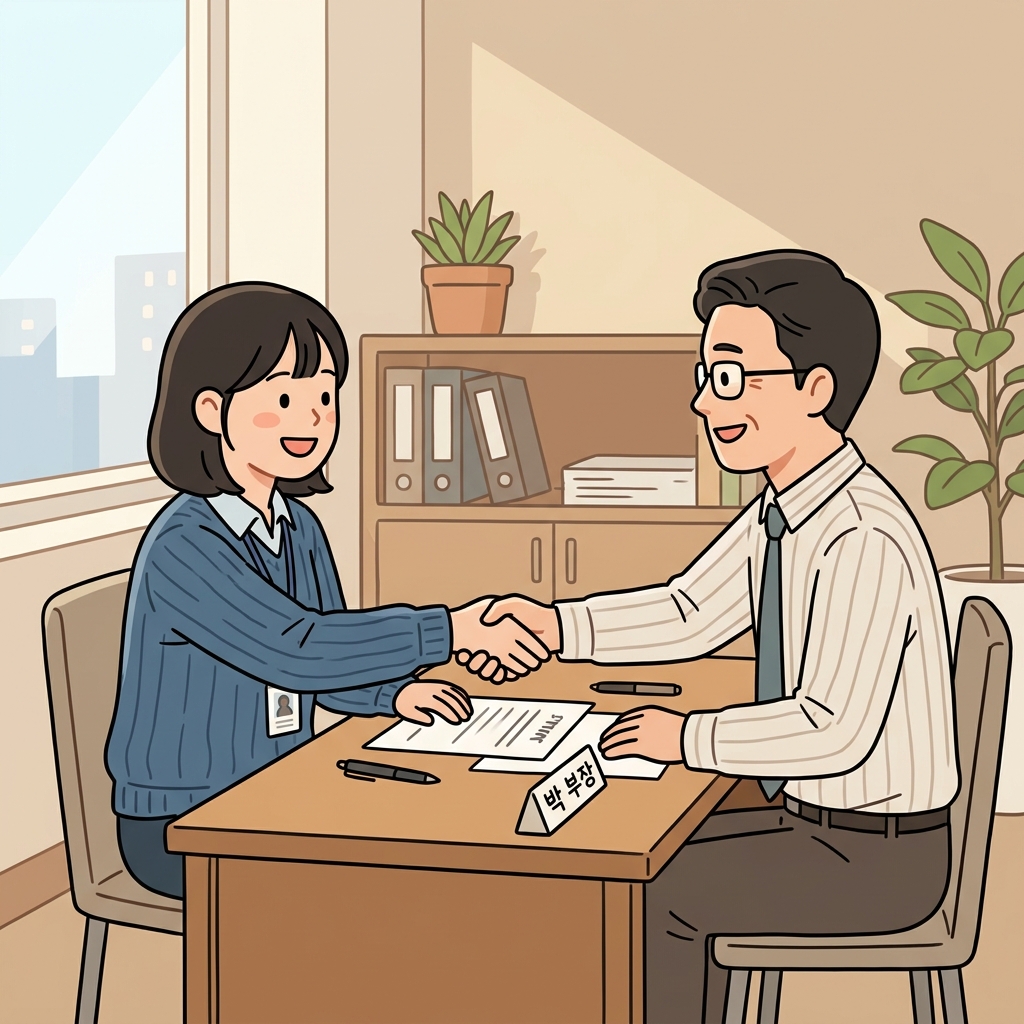 관리자는 급여 협상을 성공적으로 마쳤다. ("네고지!" → "네고(가격 할인)하지!" 서로 조건을 조율한다)
