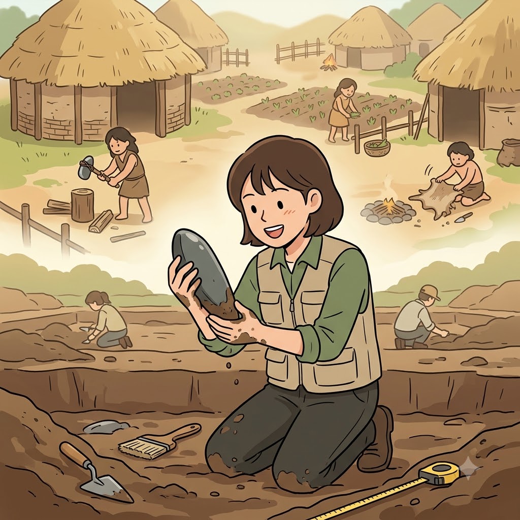 고고학자는 고대 정착지에서 신석기 시대(neolithic)의 간석기를 발견했다. (NEO(new) + LITHIC(stone) → 새로운 돌의 시대 → 간석기를 사용한 신석기 시대 → neolithic(신석기 시대의))