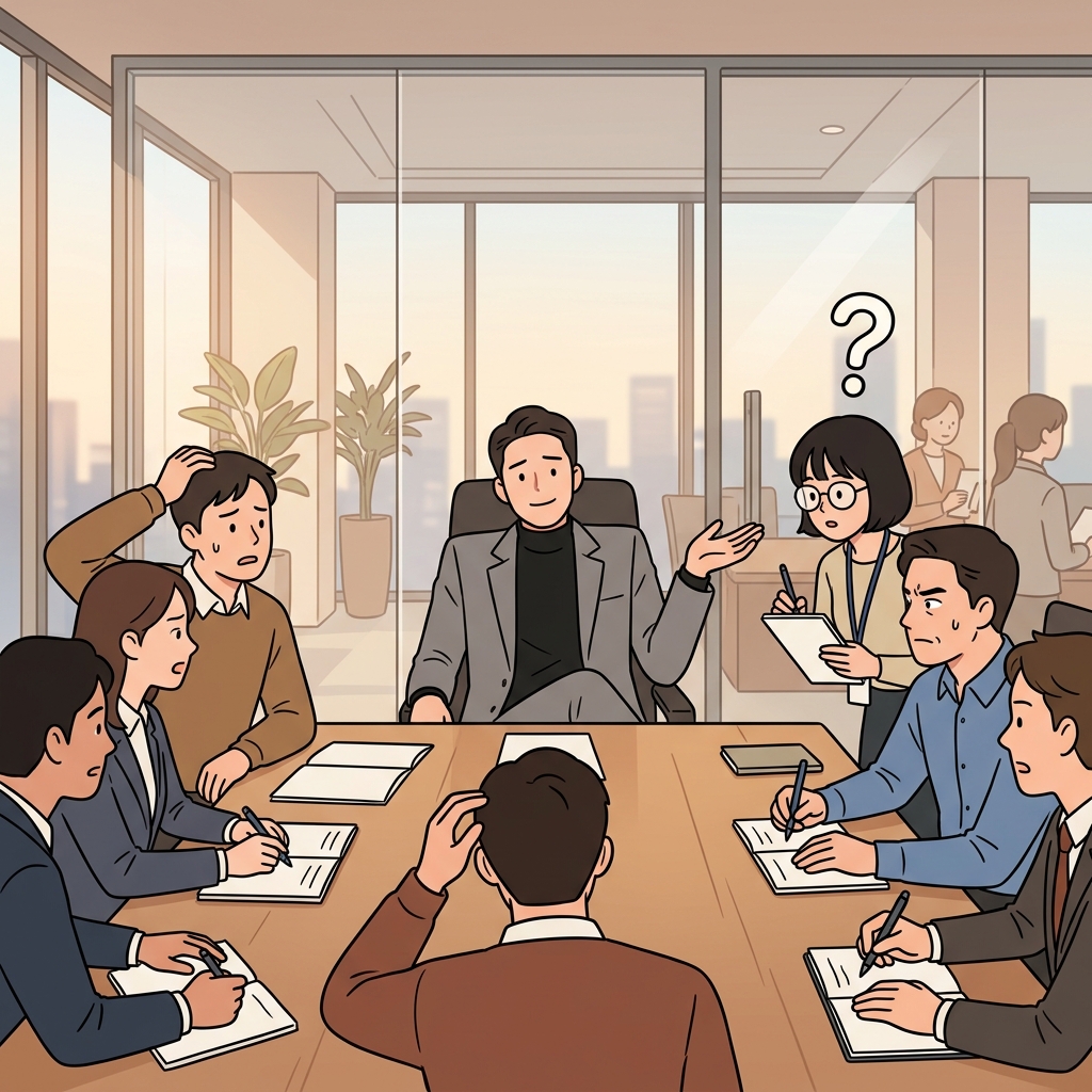 합병 얘기가 나오자 사장은 그냥 어깨만 으쓱했다.