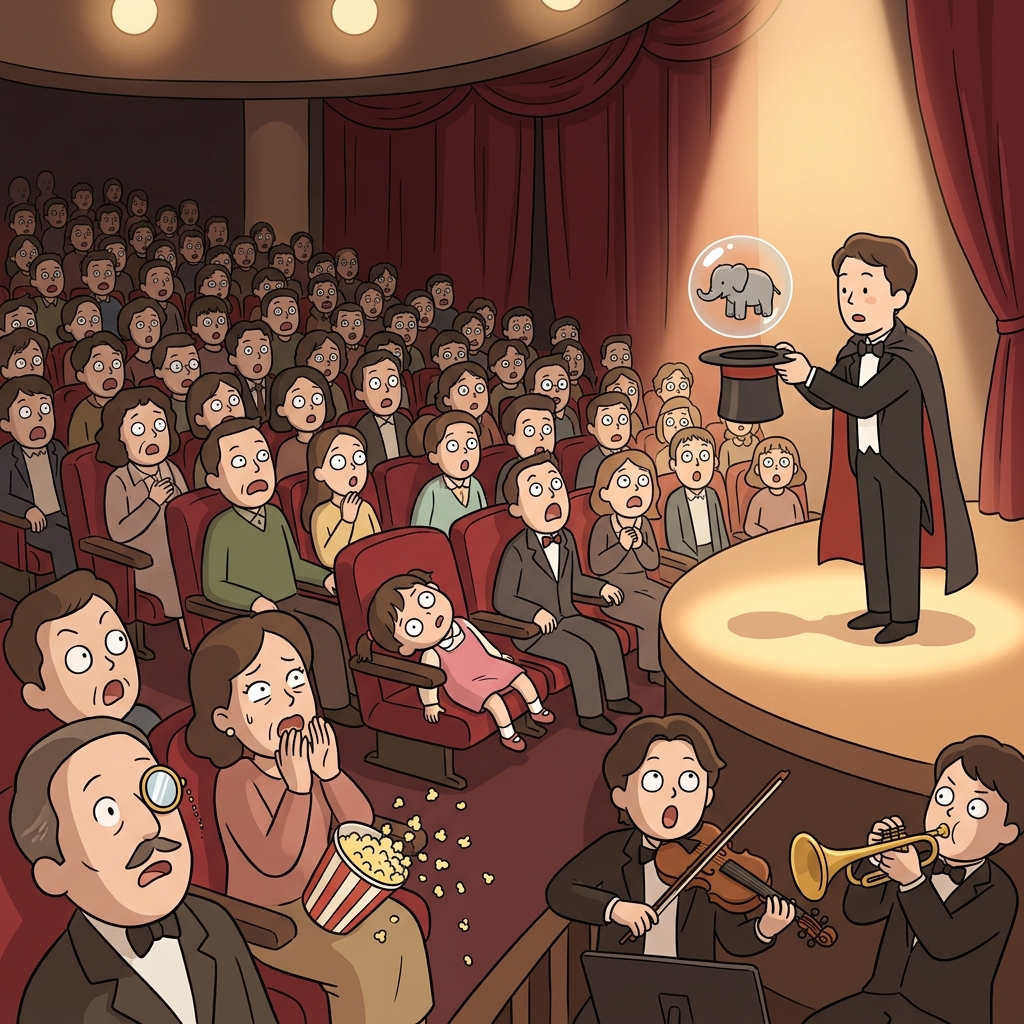 The magician's final trick left the entire audience completely nonplussed.