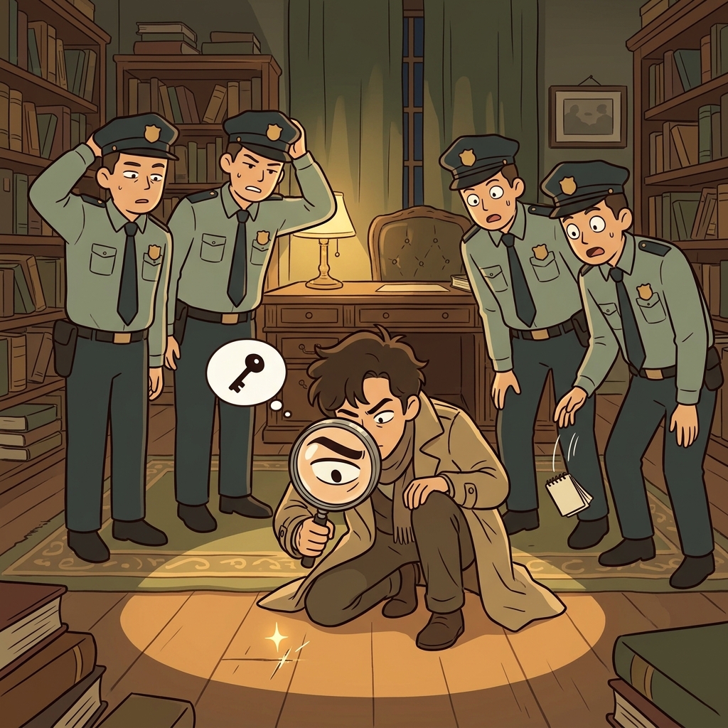 The observant detective noticed the tiny scratch everyone else had missed.