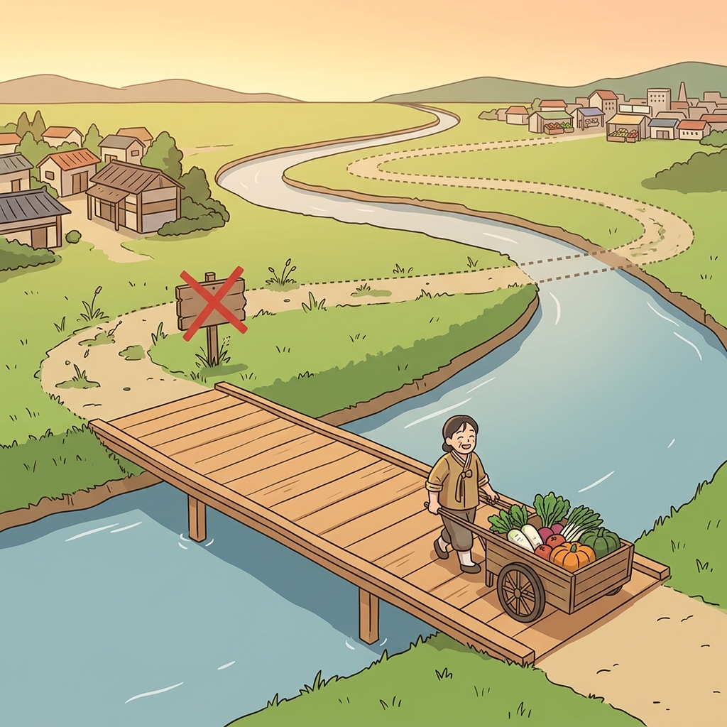 The new bridge will obviate the long detour around the river.