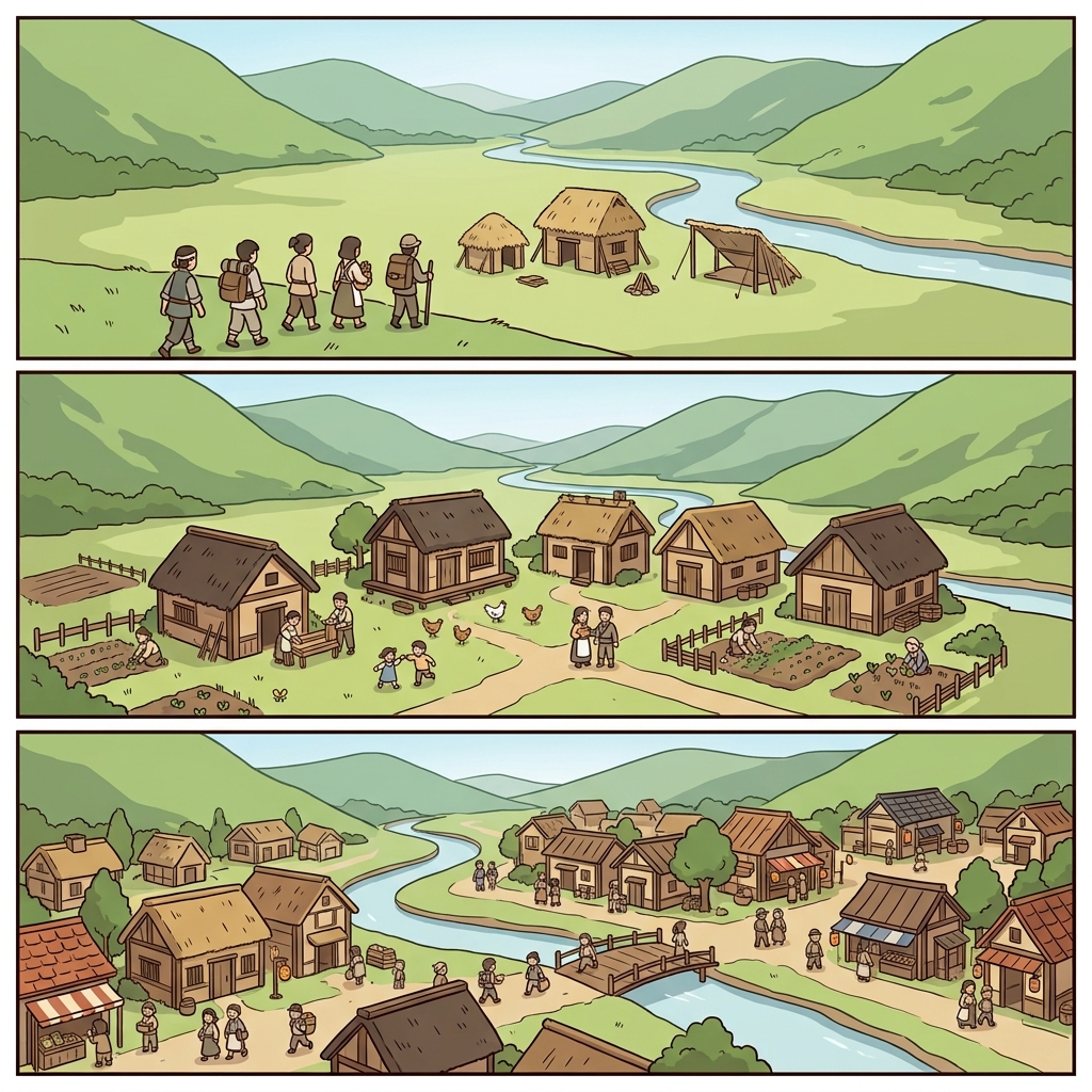 The settlers occupied the land, and their towns multiplied over time.