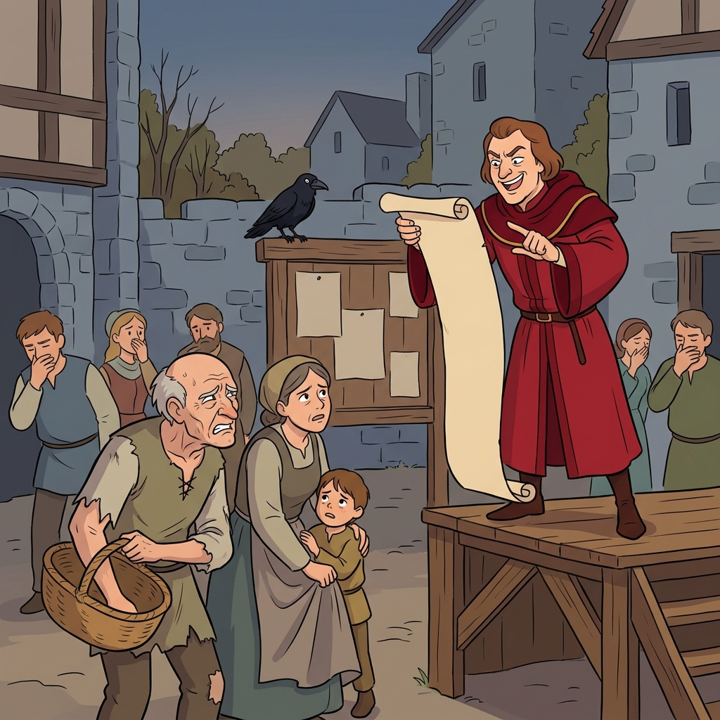 The tyrant king's odious decree forced peasants to hand over their last grain.