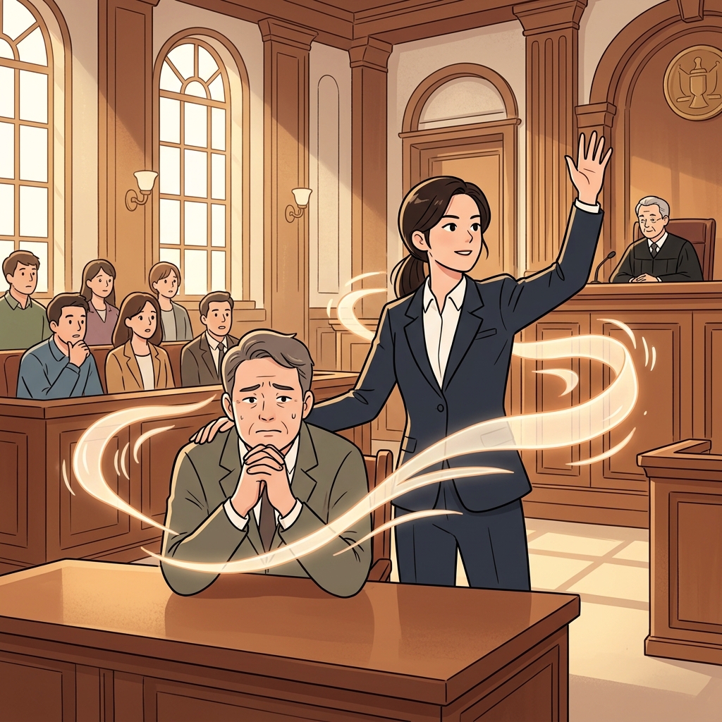 변호사가 말 못 하는 의뢰인을 대신해 법정에서 변론했다.