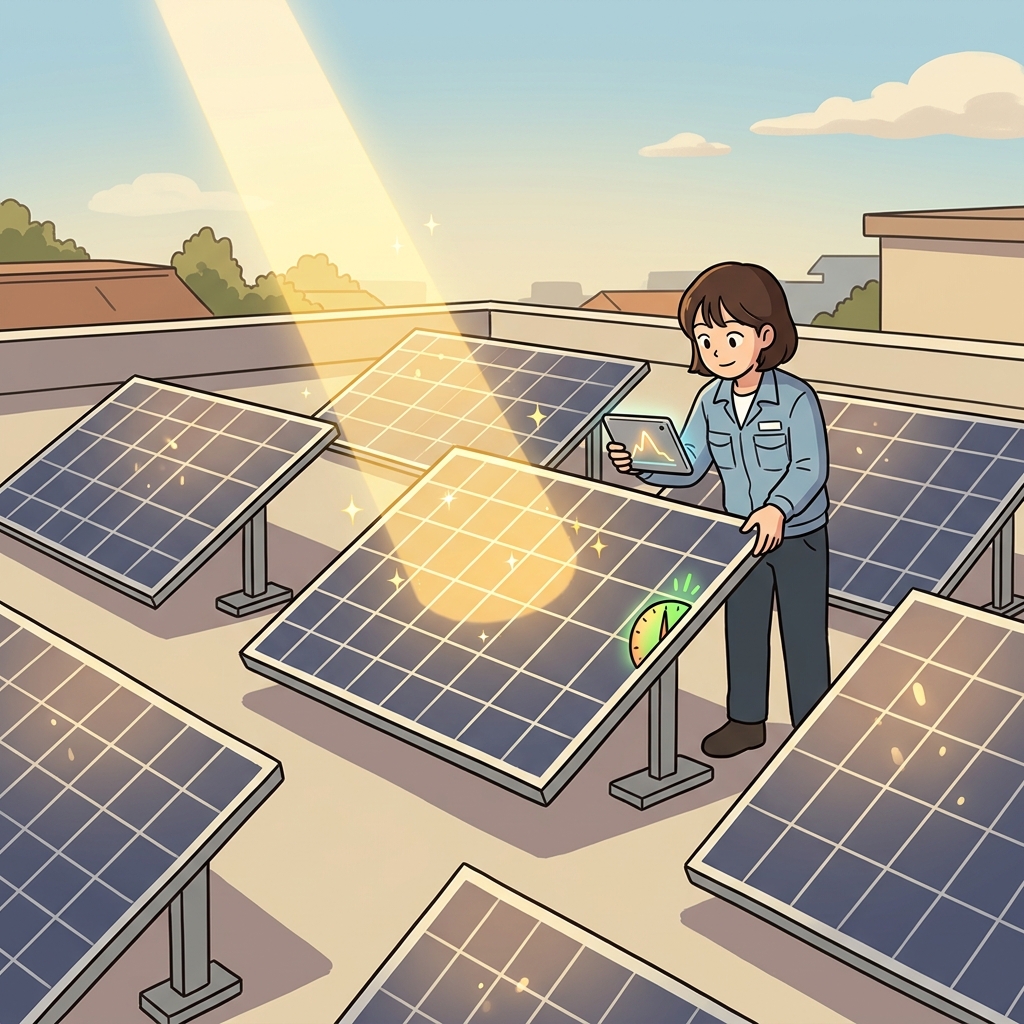 The engineer found the optimal angle where the solar panels catch maximum sunlight.