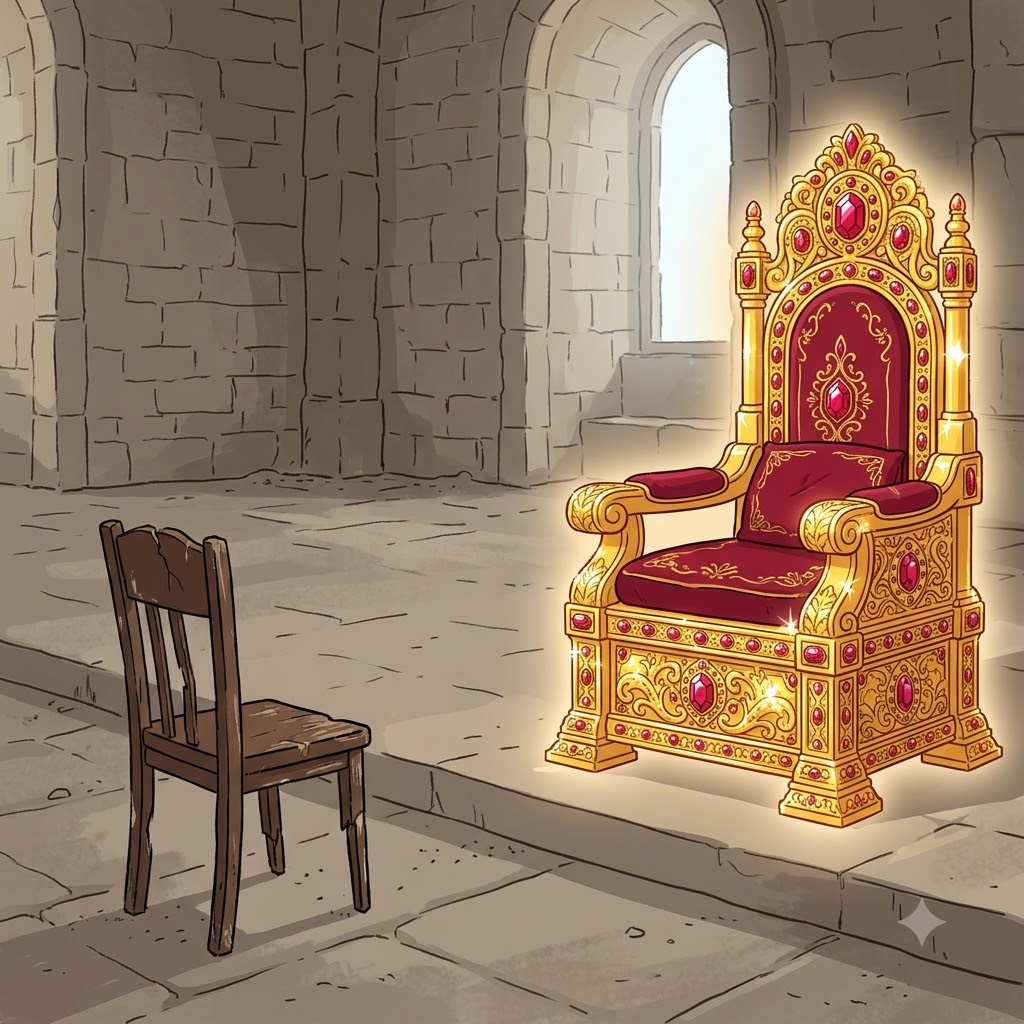 값싼 나무 의자와 달리, 억만장자의 순금 왕좌는 믿을 수 없이 호화로웠다(opulent).