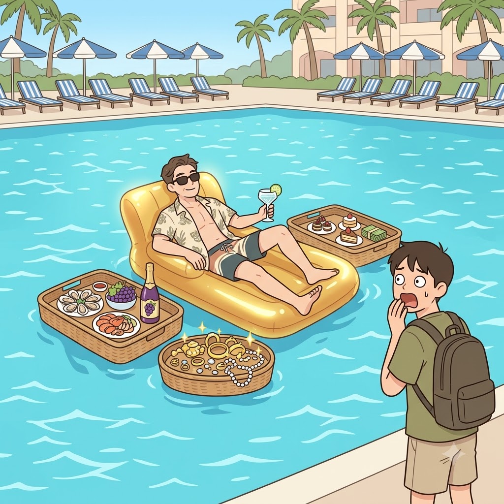"오(o), 이 넓은 풀(pul)을 통째로 렌트(lent)했다고?" 억만장자의 생일 파티는 믿을 수 없이 호화로웠다(opulent).