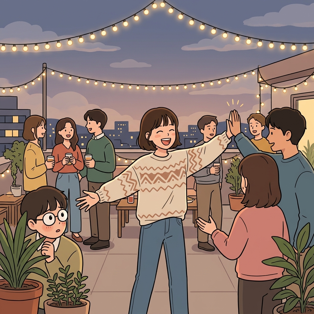 She's so outgoing that she befriends every stranger at the party within minutes.