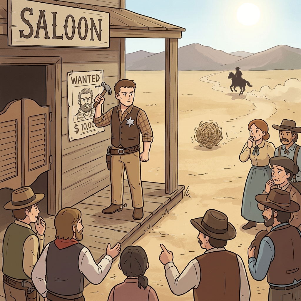The sheriff declared the bandit an outlaw and nailed a wanted poster to the saloon wall.