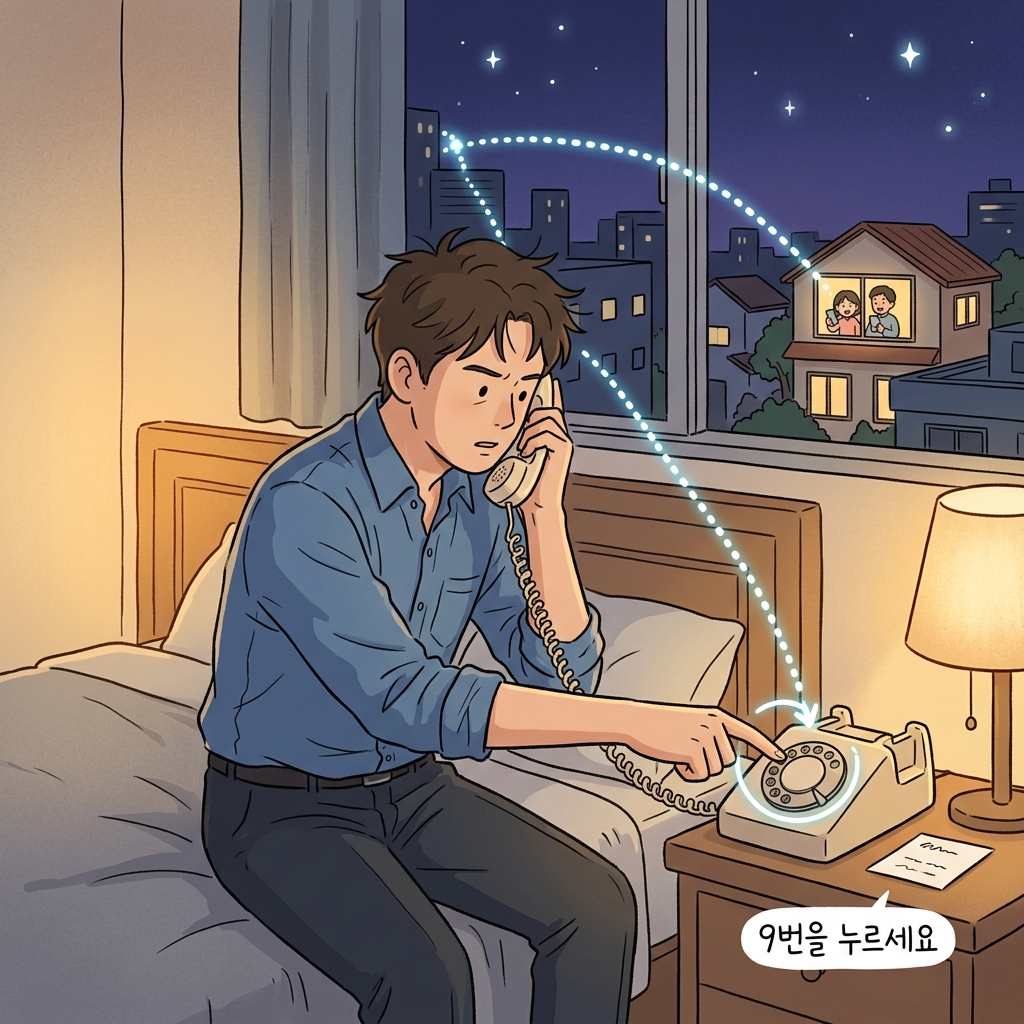 호텔 방에서 외부로 전화하려면 먼저 9번을 눌러야 했다.