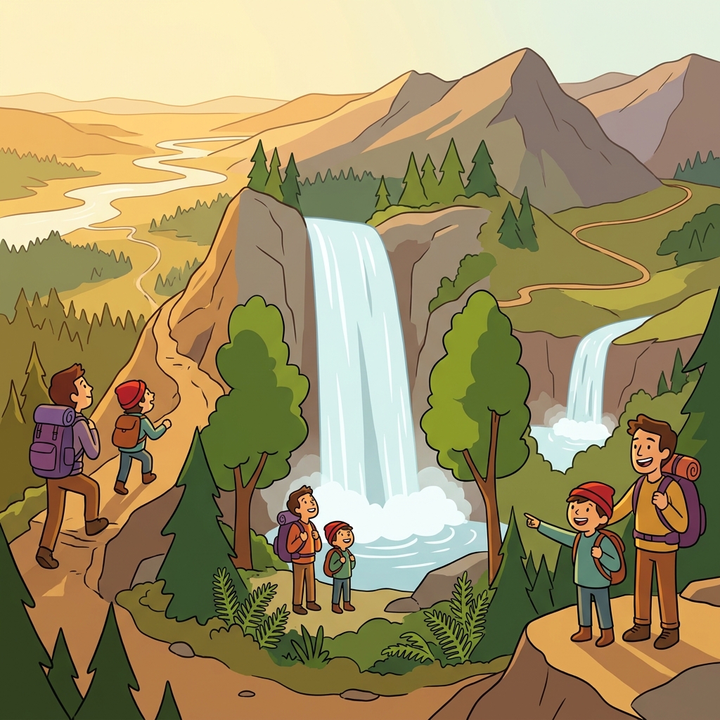 From above the waterfall, they could see the overall landscape after all.