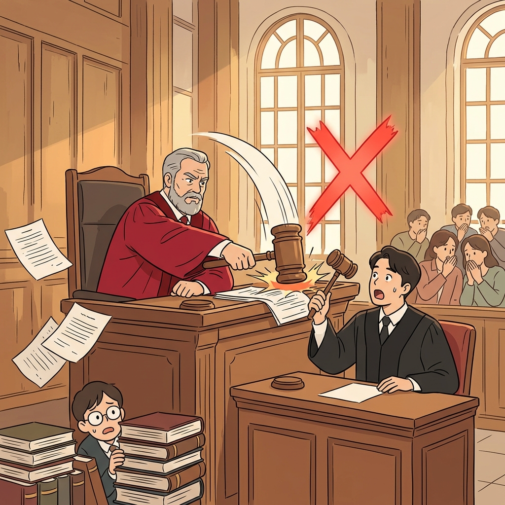 The chief judge decides to overrule the younger judge's decision in court.
