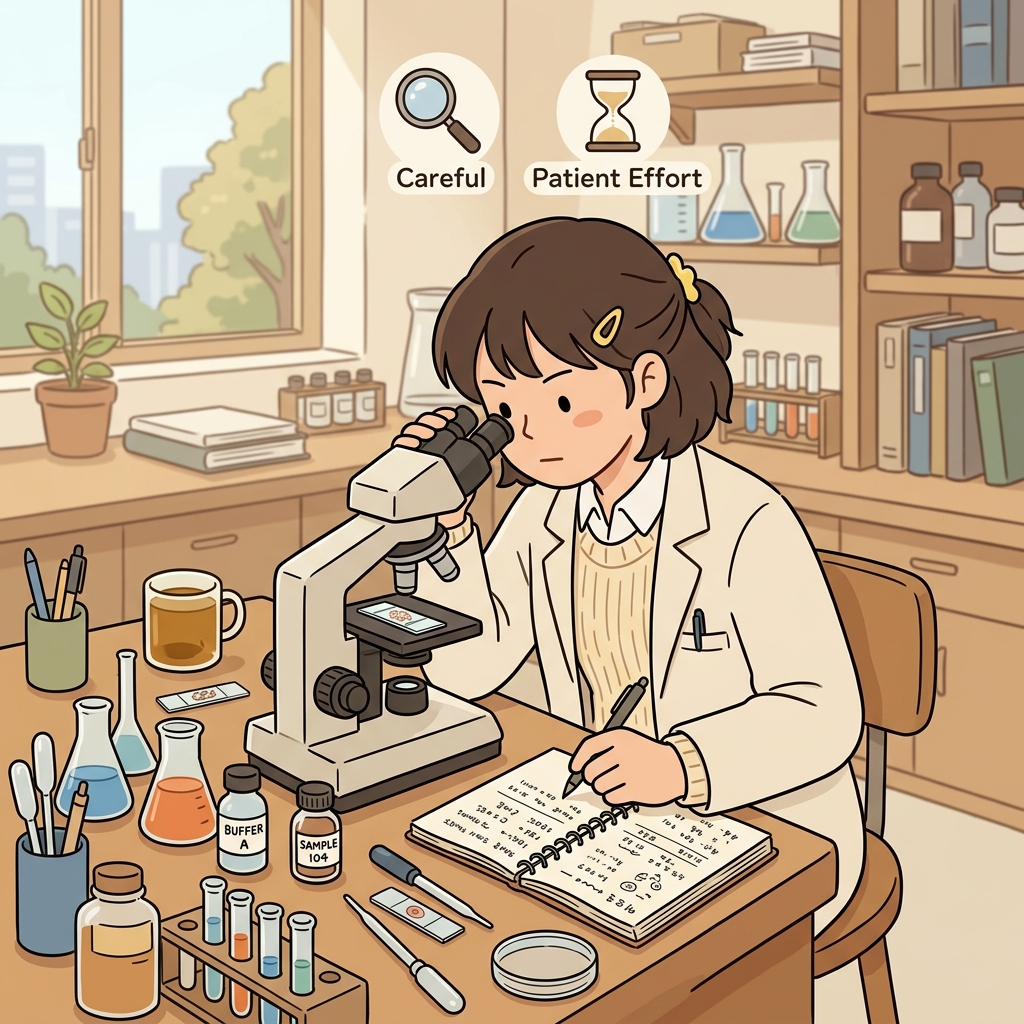 The scientist recorded every observation with painstaking accuracy.